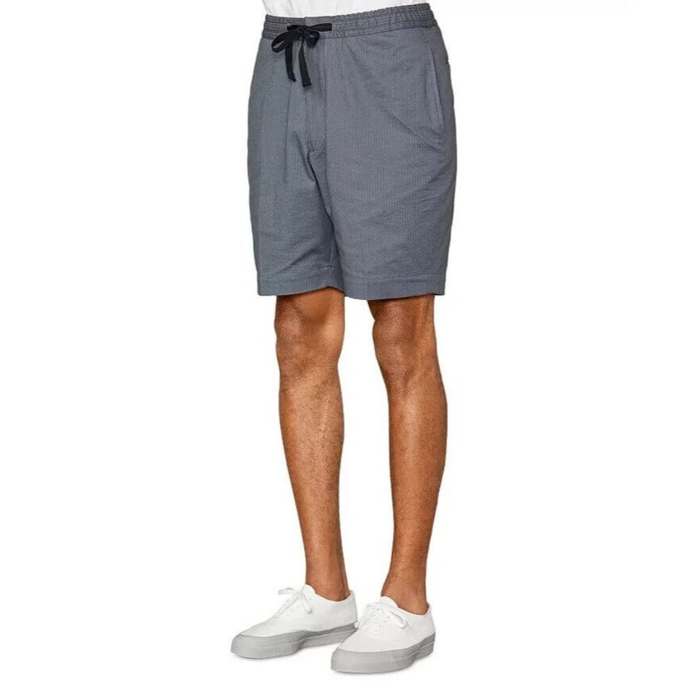 Officine Generale Mens Phil Seersucker Drawstring Gray Shorts Size 30 MSRP $220